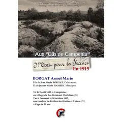 Aux gâs de Campenia, tome 35 : Borgat Armel Marie : né le 9 août 1880 à Campénéac, tué à l'ennemi le 20 octobre 1915