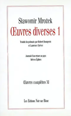Œuvres complètes, tome 11 : œuvres diverses 1, couverture