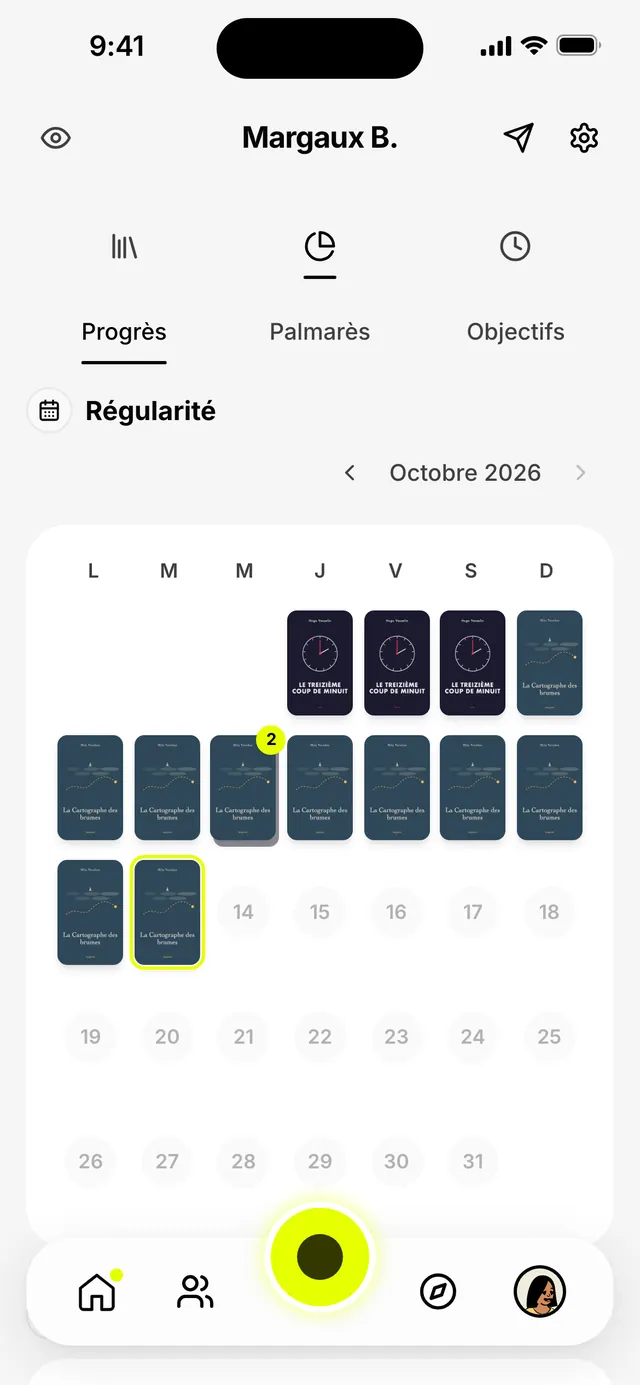 Le calendrier d'octobre&nbsp;: une couverture pour chaque jour de lecture (données d'exemple).